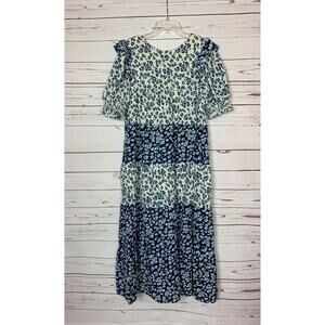 ENGLISH FACTORY Women's S Small Navy Blue Floral Spring Summer Long Maxi Dress